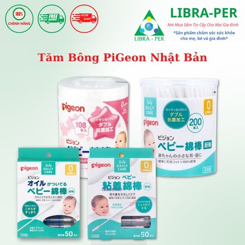 Tăm Bông Cho Bé Pi Gon Nội Địa Nhật | Thân Mỏng Mềm, Tẩm Dầu Làm Sạch Tai Mũi An Toàn Cho Trẻ Sơ Sinh