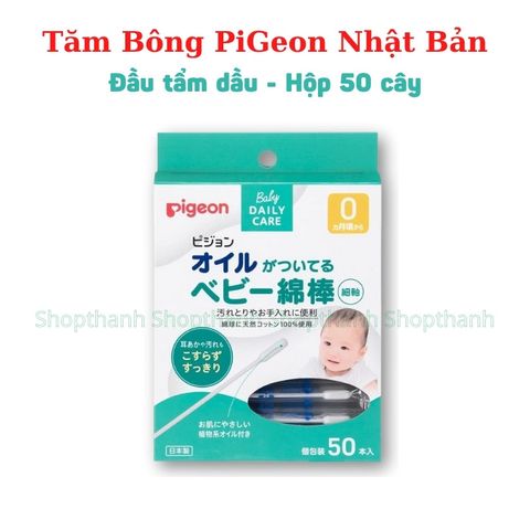 Tăm Bông Cho Bé Pi Gon Nội Địa Nhật | Thân Mỏng Mềm, Tẩm Dầu Làm Sạch Tai Mũi An Toàn Cho Trẻ Sơ Sinh