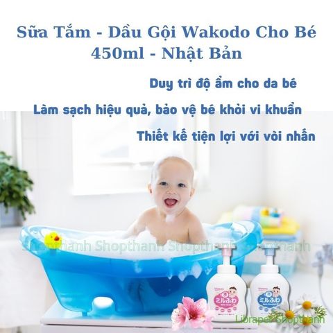 Sữa Tắm & Dầu Gội Wakodo Nhật Bản | Dịu Nhẹ, Không Cay Mắt, An Toàn Cho Bé Sơ Sinh