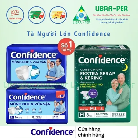 Tã Người Lớn Quần / Dán  Confidence Size M, L Slim Fit Co Giãn, Vừa Vặn, Phù Hợp Người Già