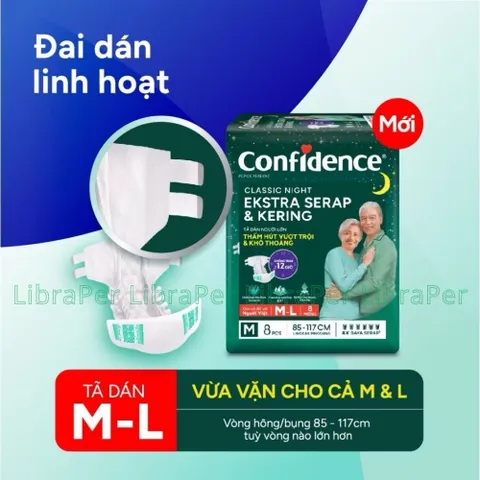 Tã Người Lớn Quần / Dán  Confidence Size M, L Slim Fit Co Giãn, Vừa Vặn, Phù Hợp Người Già