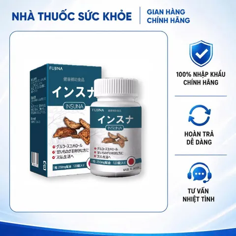 Viên Uống Hỗ Trợ Đường Huyết Fujina Insuna Nhật Bản - Cải Thiện Chỉ Số Đường Huyết, Hỗ Trợ Tiểu Đường, 120 Viên