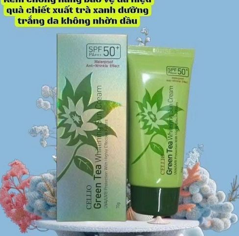 ☀️ Kem chống nắng Cellio trà xanh Hàn Quốc chính hãng, bảo vệ da kiềm dầu 70g