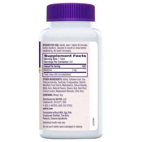 Viên ngậm ngủ ngon Natrol  5mg 250 viên