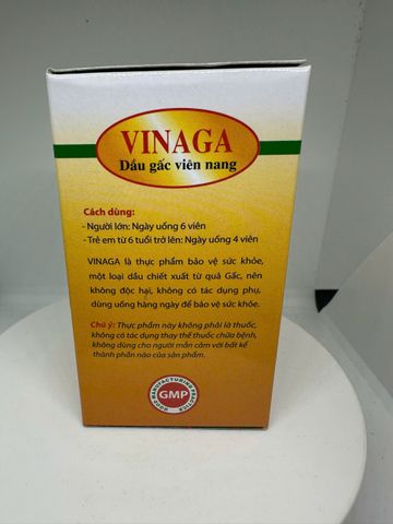 Dầu gấc viên nang VINAGA giúp tăng cường chống oxy hóa, tăng cường sức đề kháng (100 viên)