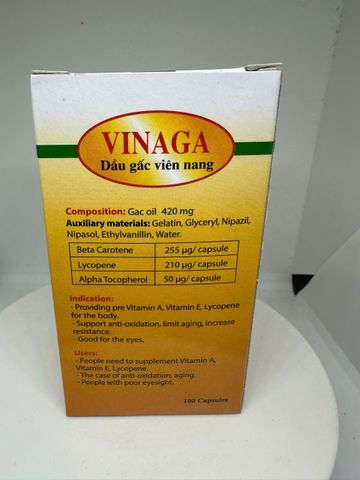 Dầu gấc viên nang VINAGA giúp tăng cường chống oxy hóa, tăng cường sức đề kháng (100 viên)