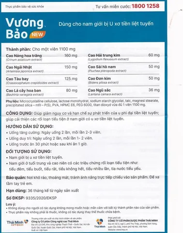 Viên Uống Vương Bảo 20 Viên – Hỗ Trợ Sức Khỏe Tuyến Tiền Liệt, Hỗ Trợ Người Phì Đại Lành Tính Tuyến Tiền Liệt