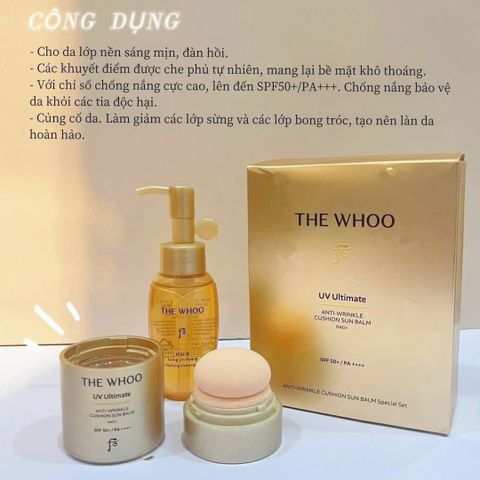 ☀️ Phấn tươi The Whoo UV Ultimate Anti-Wrinkle Cushion Sun Balm Chính Hãng, Chống Nắng Cao Cấp