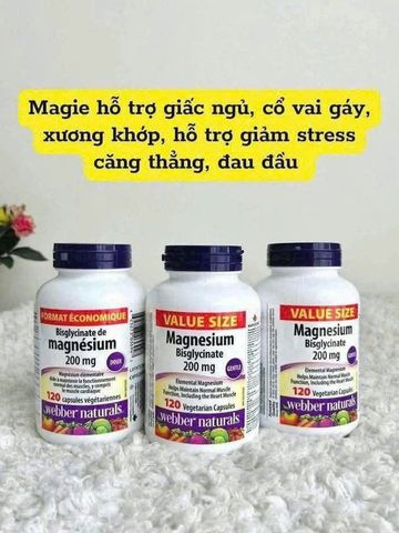 Magnesium Bisglycinate 200mg hỗ trợ ngủ ngon thư giãn 120 viên - Giá tốt ?️