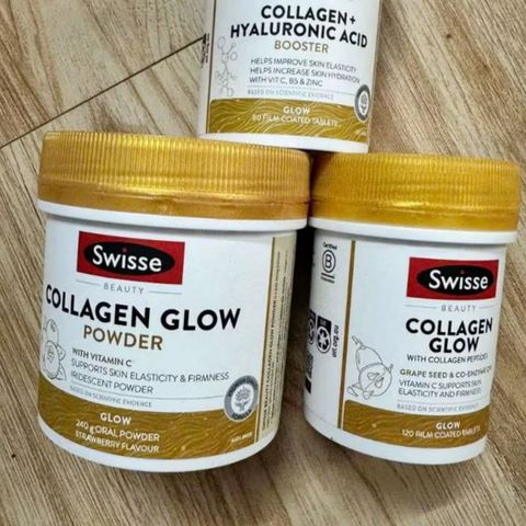Swisse Beauty Collagen Glow Powder |240g| Collagen thủy phân dạng bột hương dâu bổ trợ kép - Tăng độ đàn hồi & Đẩy lùi lão hóa da [S/P Chuẩn Úc]