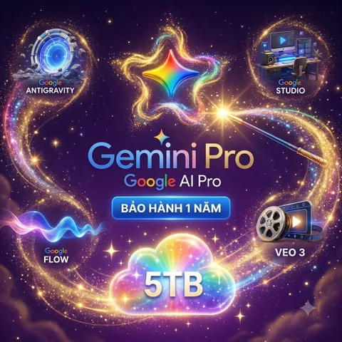[HOÀN TIỀN 100%] Tài Khoản Gemini Pro + 5TB Google Drive (18 Tháng) - Bảo Hành 1 Đổi 1