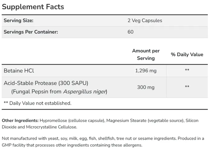 Viên Uống NOW Betaine HCL Hỗ Trợ Hệ Tiêu Hóa Khỏe Mạnh (Hộp 120 viên) - YoungFit