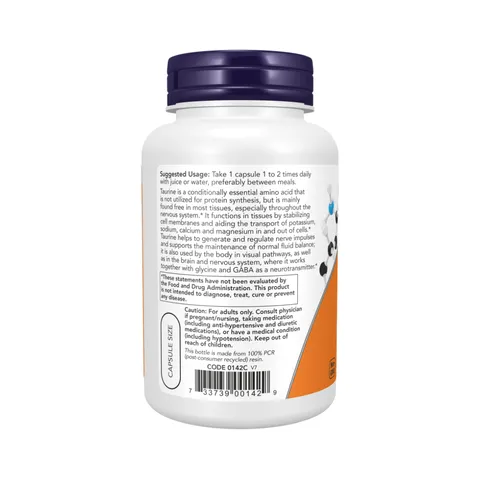 Viên Uống NOW Taurine Double Strength 1000mg Hỗ Tợ Sức Khỏe Tim Mạch Hệ Thần Kinh - YoungFit