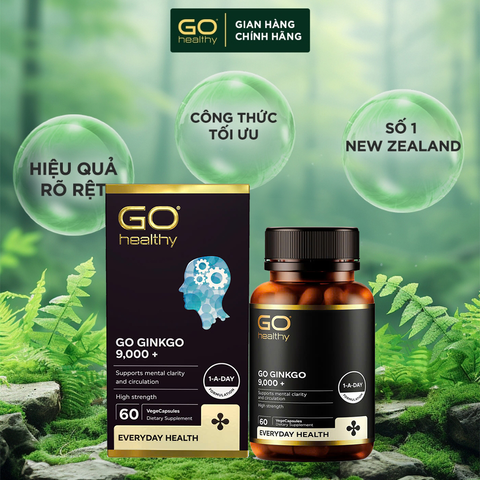 Viên uống Bổ Não Ginkgo New Zealand GO Ginkgo 9000+ 60 Viên - Hỗ Trợ Tăng Cường Trí Nhớ và Tập Trung hiệu quả