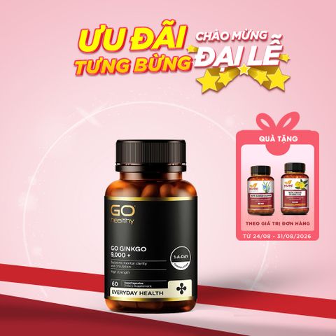 Viên uống Bổ Não Ginkgo New Zealand GO Ginkgo 9000+ 60 Viên - Hỗ Trợ Tăng Cường Trí Nhớ và Tập Trung hiệu quả