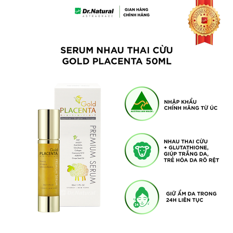 Serum Vàng Nhau Thai Cừu DrNatural Gold Placenta 50ml - Chống Nhăn, Làm Sáng Da, Cung Cấp Độ Ẩm, Dưỡng Mịn Da Từ Thiên Nhiên