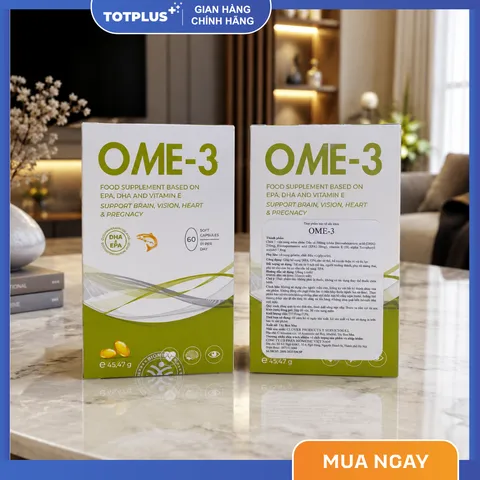 OME-3 - Omega 3 Châu Âu – Hỗ Trợ Tốt Cho Não Bộ Và Thị Giác Với Tỷ Lệ DHA/EPA 5:1 - Hộp 60 Viên