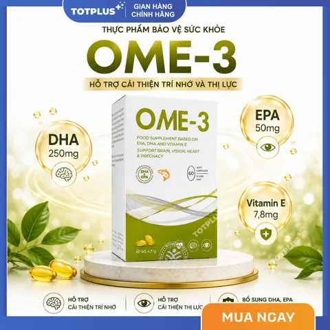 OME-3 - Omega 3 Châu Âu – Hỗ Trợ Tốt Cho Não Bộ Và Thị Giác Với Tỷ Lệ DHA/EPA 5:1 - Hộp 60 Viên