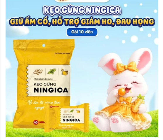 Kẹo gừng Ningica Nam Dược giảm say xe, huyết áp thấp, nhiễm lạnh (Gói 10 viên)