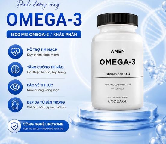 Viên Uống Dầu Cá Codeage Amen Omega-3 1500mg - Bổ Sung Omega-3 Hỗ Trợ Sức Khỏe Tim Mạch, Thị Giác, và Não Bộ 90 Viên