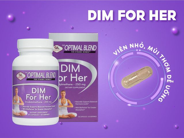 (Hàng công ty) Viên Uống Hỗ Trợ Cân Bằng Nội Tiết Tố Nữ Olympian Labs Dim For Her