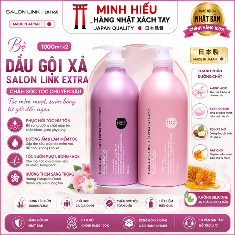 COMB0 Gội Xả Chuẩn Salon Cao Cấp Link Extra Nội Địa Nhật Bản 1000ml - Chăm Sóc Tóc Hư Tổn, Giúp Tóc Suôn Mượt