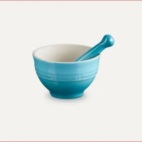 Set chày cối mini Lecreuset màu xanh Blue Caribe 11,5cm