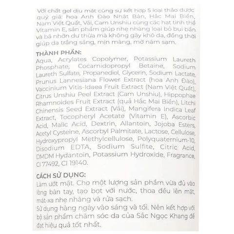 Sữa rửa mặt thảoo dượcc sáng da, mờ sạm Sắc Ngọc Khang 100g