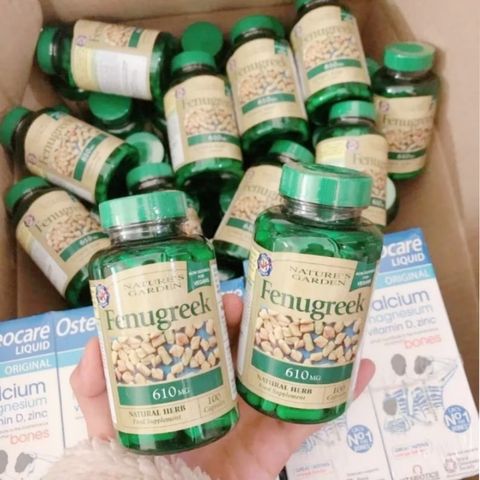 Viên uống Nature's Garden Fenugreek 610 mg |100 viên| Kích thích tuyến sữa hoạt động mạnh mẽ - Tăng tiết & cải thiện chất lượng sữa [S/P Chuẩn UK]