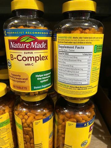 Viên uống Nature Made Super B-Complex with C |460 viên| Tăng cường hệ miễn dịch - Hỗ trợ sức khỏe não bộ & hệ thần kinh [S/P Chuẩn Mỹ]
