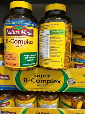 Viên uống Nature Made Super B-Complex with C |460 viên| Tăng cường hệ miễn dịch - Hỗ trợ sức khỏe não bộ & hệ thần kinh [S/P Chuẩn Mỹ]