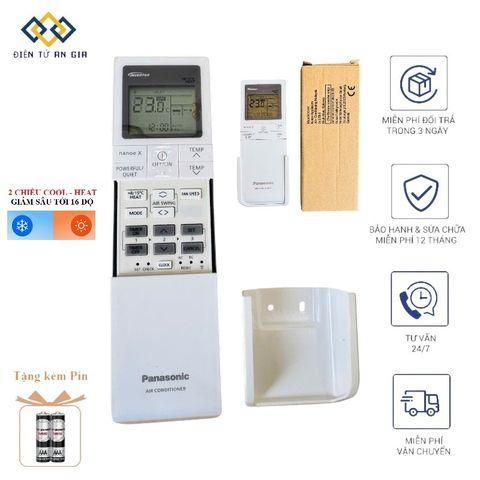[PANASONIC CHÍNH HÃNG] Điều Khiển Máy Lạnh Nắp Trượt 2 Chiều – Hỗ Trợ Giảm Nhiệt 16°C – Fullbox Tặng Pin