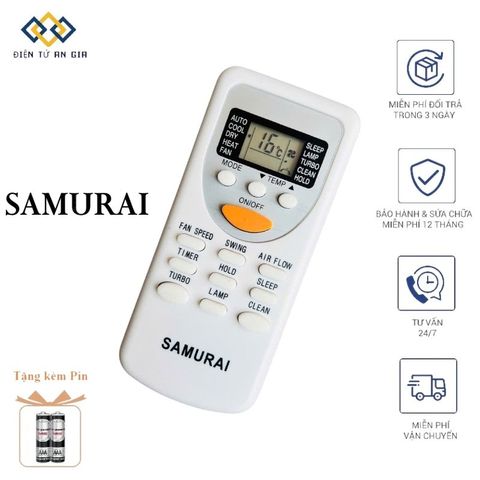 [HÀNG CHUẨN PHÍM ÊM] Remote điều khiển máy lạnh SAMURAI 2 chiều – Thiết kế ngắn gọn, tặng kèm pin