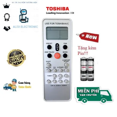 Remote Máy Lạnh Toshiba Chính Hãng Dòng Inverter RAS-H10/H13/H18 – Dùng Cho Điều Hòa 1HP, 1.5HP, 2HP | Tặng Pin Kèm Theo