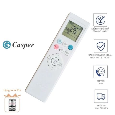 [REMOTE CASPER CAO CẤP] Điều Khiển Điều Hòa Casper 2 Chế Độ COOL & HEAT – Phím Bấm Êm, Nhạy, Tặng Pin