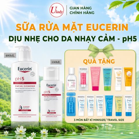 [Eucerin][Kèm Quà Tặng] Sữa Rửa Mặt Dịu Nhẹ Cho Da Nhạy Cảm - pH5 Facial Cleanser Sensitive Skin