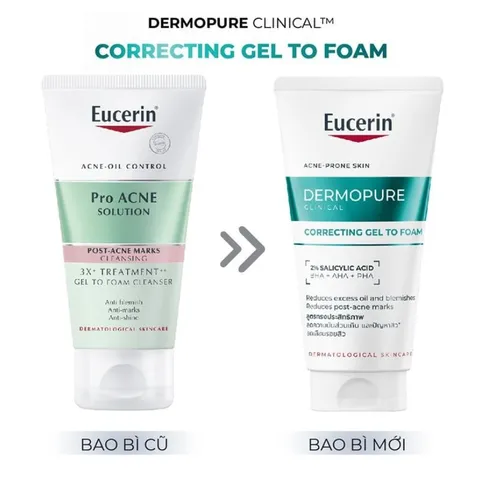[Eucerin] Gel Rửa Mặt Cho Da Mụn - Dermopure Clinical Correcting Gel To Foam