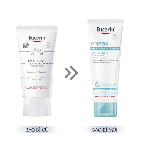 [Eucerin] [Kèm Quà Tặng] Kem Dưỡng Giúp Phục Hồi & Tái Tạo Da 50ml - Omega Ato-Calming Face Cream