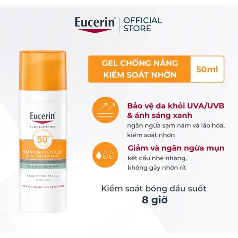[Eucerin][Kèm Quà Tặng] Kem Chống Nắng Kiềm Dầu & Ngừa Mụn - Sun Dry Touch Acne Oil Control SPF 50+