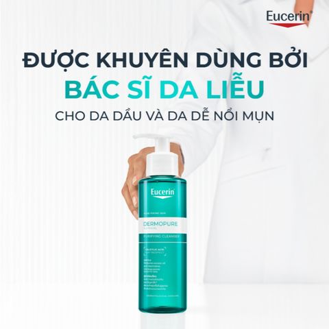 [Eucerin] [Kèm Quà Tặng] Gel Rửa Mặt  Cho Da Nhờn Mụn - Dermopure Clinical Purifying Cleanser