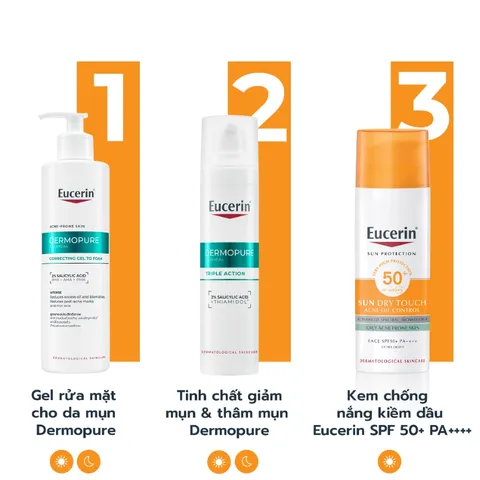 [Eucerin][Kèm Quà Tặng] Kem Chống Nắng Kiềm Dầu & Ngừa Mụn - Sun Dry Touch Acne Oil Control SPF 50+
