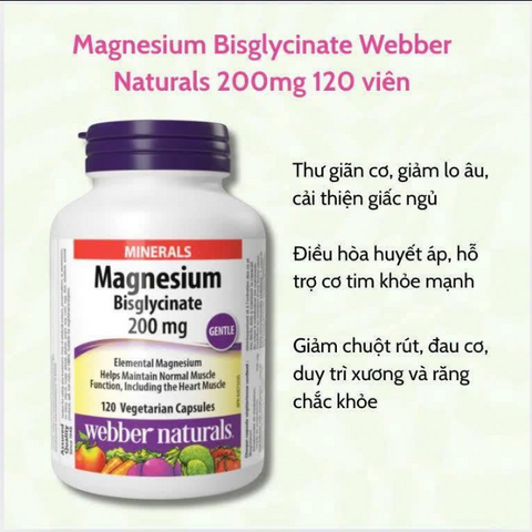⚡ Magnesium Bisglycinate 200mg hỗ trợ ngủ ngon, giảm căng thẳng 120 viên - Giao nhanh, tiết kiệm