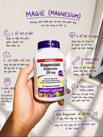 ⚡ Magnesium Bisglycinate 200mg hỗ trợ ngủ ngon, giảm căng thẳng 120 viên - Giao nhanh, tiết kiệm