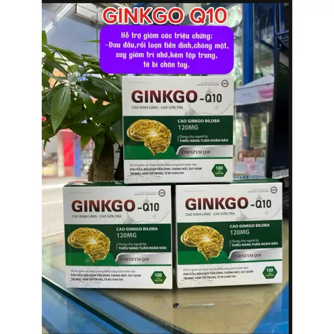 1 hộp GINKGO Q10 hỗ trợ giảm các triệuu chứngg đau đầu,rối loạn tiền đình chóng mặt,suy giảm trí nhớ,kém tập trung,Tê bì chântay