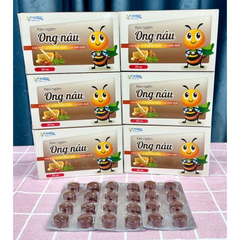 1 Hộp Kẹo ngậm ONG NÂU - Cao khô lá thường xuân, la hán quả