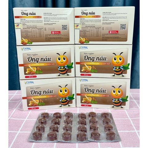 1 Hộp Kẹo ngậm ONG NÂU - Cao khô lá thường xuân, la hán quả