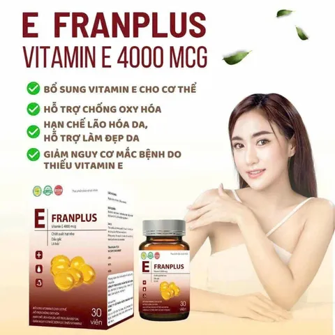 Vitamin E Franplus, viên uống đẹp da, trắng da, tăng cường nội tiết, ngừa lão hóa da