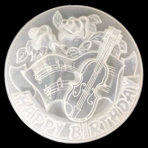 Khuôn rau câu sinh nhật Happy Birthday cây đàn hoa hồng loại 30 cm – Mã 1818