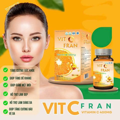 Vitamin C VIT C FRAN 400mg hỗ trợ làm đẹp da, tăng cường sức đề kháng (hộp 60 viên)