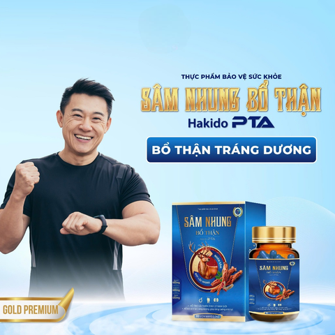Sâm Nhung Bổ Thận Hakido-PTA - Hỗ trợ tăng cường sức khoẻ, Bổ thận td, Mạnh gân cốt Hộp 30 viên